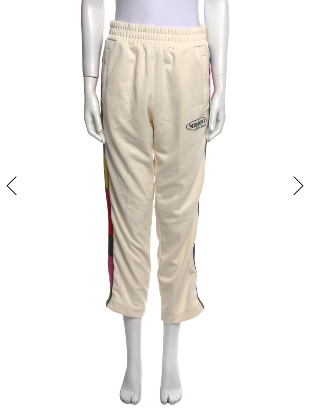 Missoni & Palm Angels Cream Joggers with Multicolor Side Panels